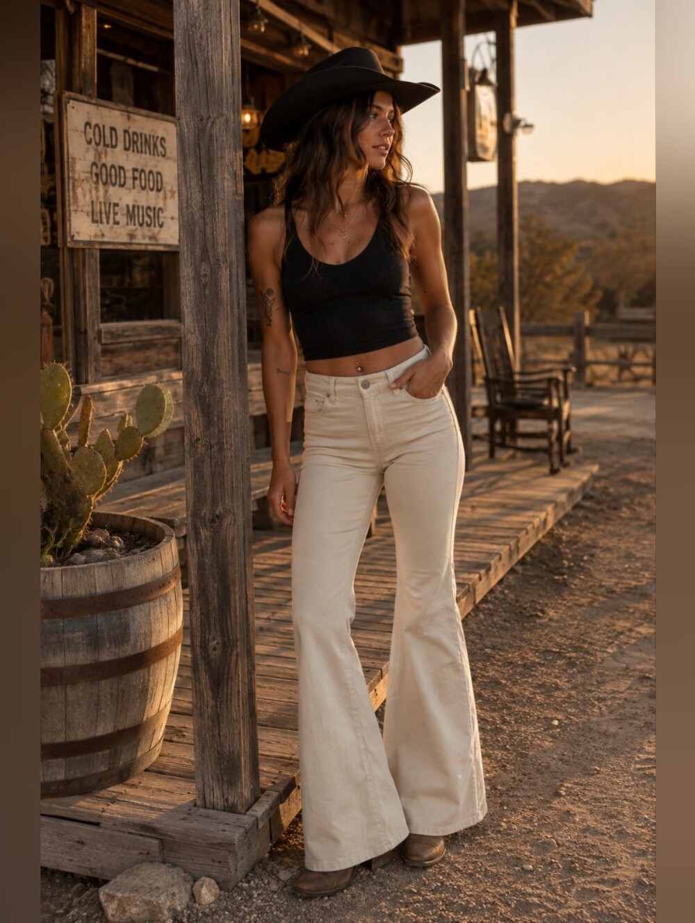 American Eagle Outfitters Cream Flare Wide Leg Jeans